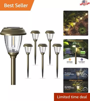 Solar Pathway Lights - 6 Pack Durable Bubble Glass - Auto On/Off - Warm White • $85.97