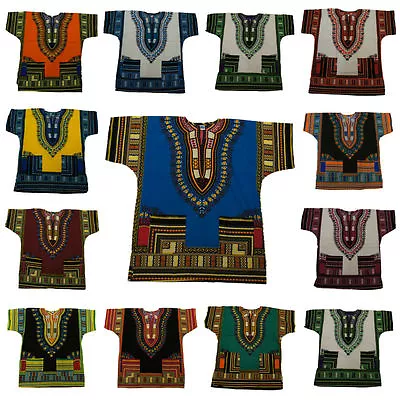  Unisex  Dashiki Africa Tribal Print Festival Kaftans Shirt Blouse Top  UK STOCK • £14.99