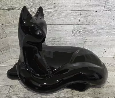 Vintage Haeger Black Ceramic Cat Sculpture Figure MCM Modernist Art Deco Large • $74.99