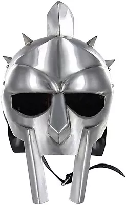 Maximus Roman Spiked Gladiator Armor Steel Helmet With Adjustable Strap • $54.99