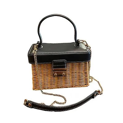 Zara Trapezoidal Bamboo Woven Rattan Wickel Shoulder / Crossbody/Clutch Handbag • $39.99