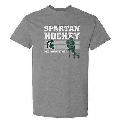 Michigan State Spartans Retro Ice Hockey T-Shirt - Graphite Heather • $23.99