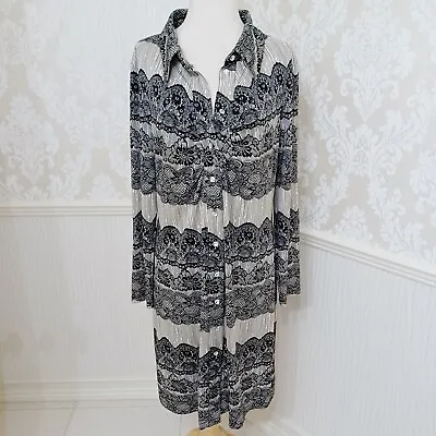 $15.99 • Buy V By Eva Lace Print Button Up Dress Size Large