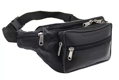 Real Leather Zipped Secure Waist/ Bum Bag Travel/holiday Money Document Pouch • $12.51