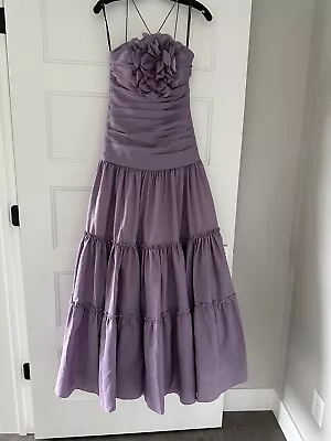 Zac Posen Purple Silk Flower Appliqué Formal Gown Size 2 • $159