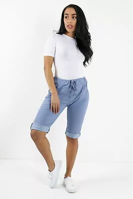 £14.99 • Buy Womens Magic Shorts Italian Lagenlook Ladies Casual Stretch Jogger Style Trouser