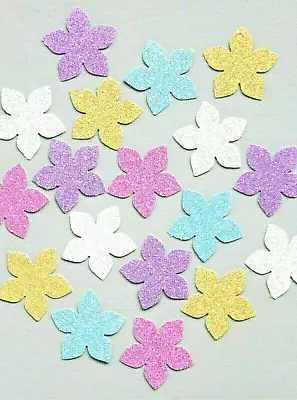 50 Sparkly Flowers Card Making Shapes Glitter Flowers - Free Postage • £1.85