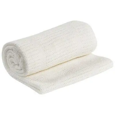 £4.99 • Buy White 100% Cotton Cellular Blanket Baby Breathable Soft Pram Cot