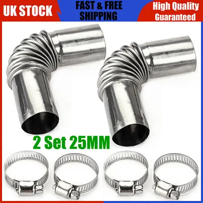 2Pcs 25mm Exhaust Pipe Elbow Connector Clamps Set Fits Eberspacher Diesel Heater • £7.63