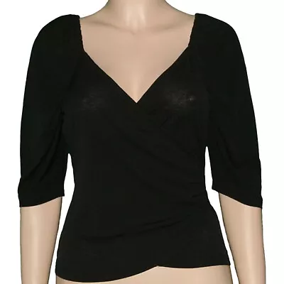 $17.99 • Buy NWT Women's V-neck Top Surplice Wrap Blouse Black