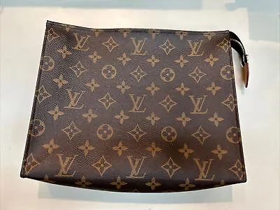 Louis Vuitton Monogram Toiletry 26 Brown Leather Pouch Bag • $695