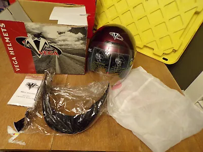 VEGA Full Face Motorcycle Black Cherry Red Helmet Vista XPV Snell Dot Size XL • $59.99