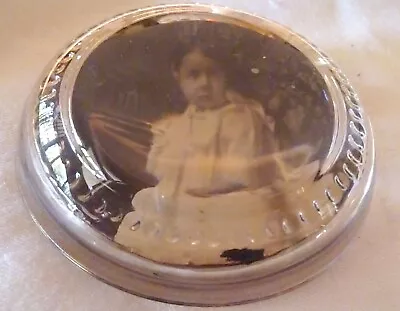 Antique FATHER & DAUGHTER Magnifying Glass PAPERWEIGHT Double PORTRAIT PHOTO • $29.99