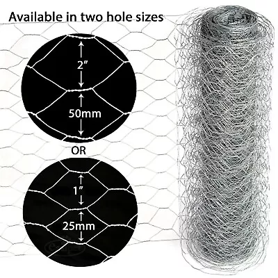 £18.99 • Buy Chicken Wire Mesh Fencing Galvanised Netting Rabbit Fence Pet Garden 25m 50m