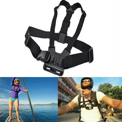 Black Body Chest Mount Harness Strap Holder Action Camera Phone Running Belt • £4.25