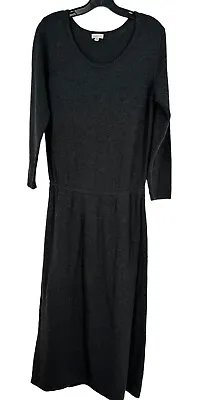 Garnet Hill Dress 55% Merino Wool 45% Cotton Knit Soft Long Dark Gray Medium • $20.21