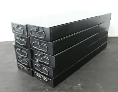 $85 • Buy 10 Safe Deposit Boxes Metal Drawer Safety Bank Tray Case Vintage Black Small