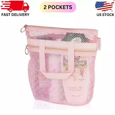 Mesh Shower Caddy With Zipper & 2 Pockets Ideal For Gym Travel Beach 10 X9.9  • $10.35