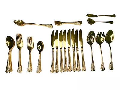 Rogers Stainless Flatware Gold Tone 60 Pieces  Serving 8 Missing 1 Small Fork • $44.95