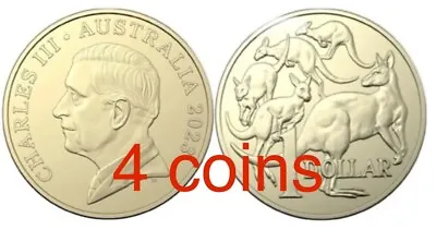 4 UNC 2023 $1 Australian One Dollar King Charles Coins. Mob Of Roos Uncirculated • $14.40