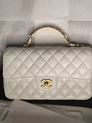 CHANEL Flap Bag With Top Handle Medium White Brand New Never Used • $8000