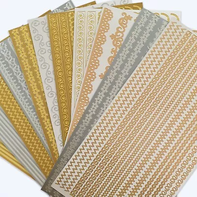 £2.48 • Buy BORDER CRAFT STICKER SET Peel Off Card Making Trim Straight Wavy Outline Edge