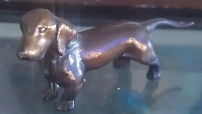 Adorable Miniature Bronze Dachshund Figurine 3  L × 1  H Vintage Australian?😃😊 • $29.99