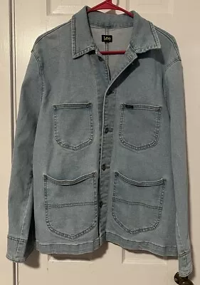 LEE XL Denim Chore Jean Jacket Jacket Coat Plus Barn Alpine Vintage Wash • $23.99