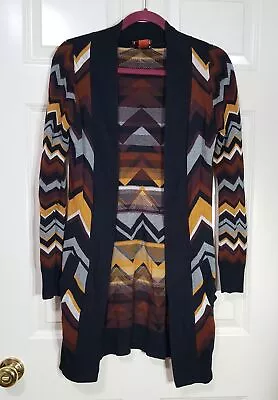 MISSONI For Target Chevron Knit Open Front Sweater Cardigan Black Brown XS NICE • $29.99