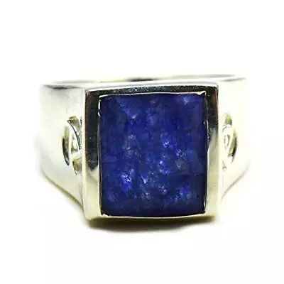 Natural Indian Blue Sapphire Men Ring Bold 925 Sterling Silver Ring Sizes 4-13 • $58.51