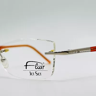 Flair Eyeglasses Ladies Rimless Silver Orange Jet Set Mod. 720 Col. 751 New • $88.91