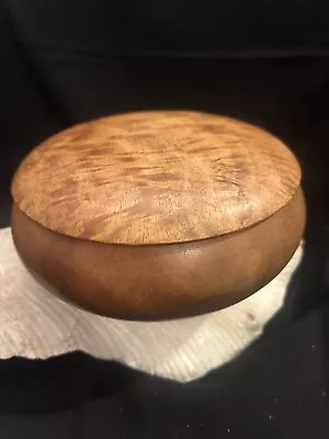 Dan DeLuz Signed Hawaiian Mango  Wood Bowl Round Lid Top 7” Long X  3” High • $475