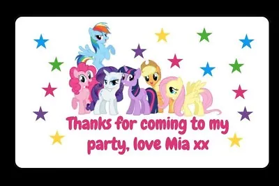 42 Personalised My Little Pony Birthday Stickers Thank You Sweet Bag Cones Seal  • £2.95