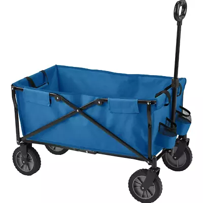 Wagon Folding Cart Collapsible Garden Beach Utility Outdoor Camping Sports Blue • $40.45