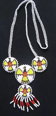 Vintage Native American Style Seed Beaded 4-medallion Thunderbird Necklace • $9.95
