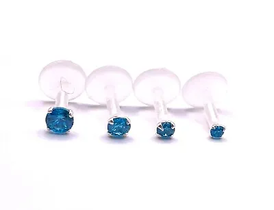 £3.95 • Buy Blue Crystal Labret Helix Tragus Bioflex Ear Bar 1.5, 2, 2.5 Or 3mm Push Fit 6mm