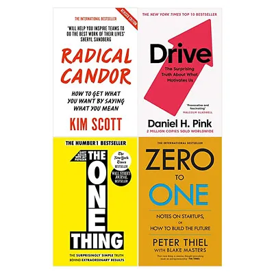 $38.39 • Buy Radical Candor,Drive,The One Thing,Zero To One 4 Books Collection Set NEW