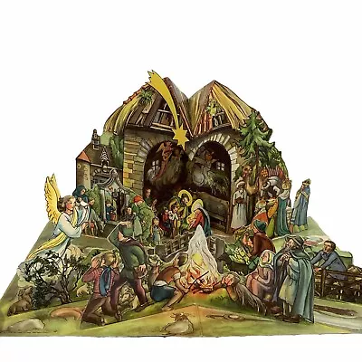 Vtg W Germany Nativity Pop Up Folding Christmas Decoration Paper Lithograph 1960 • $68