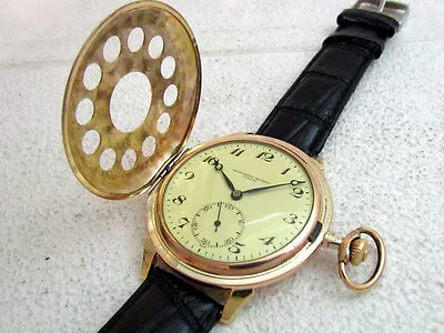 QUILLET CRONOMETRO MODERNO Antique Swiss Amazing Art Deco Gold Half Hunter Watch • $499.99