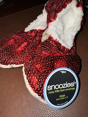 Snoozies! Red Bling Sequin Ruby Red Slippers House Shoes  — Ladies Sz 9-10 NWT! • $11.21