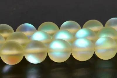 Matte Lemon Yellow Mystic Aura Quartz Round Loose Beads 6/8/10/12MM • $4.15