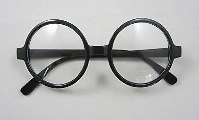 Retro Nerd Fashion Unisex Eyewear Clear Lens Fake Eye Glasses Black ROUND Frame  • £5.95