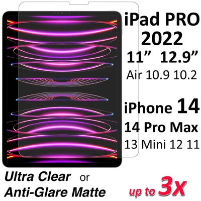$4.99 • Buy Ultra Clear Or Matte Screen Protector For IPad 10.9  Pro 11  12.9  M2 IPhone 14