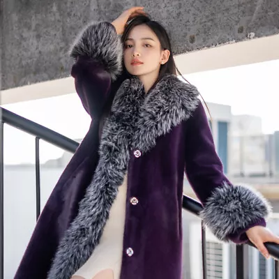 2023 Luxury Women's Fox Fur Coat Whole Mink Fur Warm Jacket Single Breasted Coat • $280.01