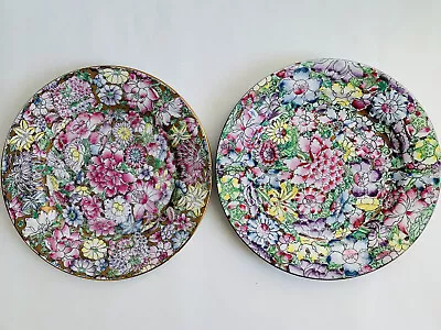 Chinese Millefiori Porcelain 2 Plates Famille-Rose Glazed Vintage • $120