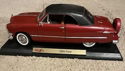 1950 Ford Convertable -Maisto 1/18 Diecast Red W/black Top • $24.99