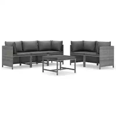 6-Piece Outdoor Sofa Set With Cushions Garden Patio Lounge Setting Rattan Grey • $465.37