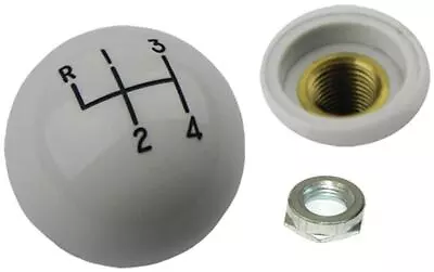 64-88 1 7/8 White Hurst 4 Sp Shifter Handle Ball Knob W Nut Fine Thread 3/8-24 • $23.60