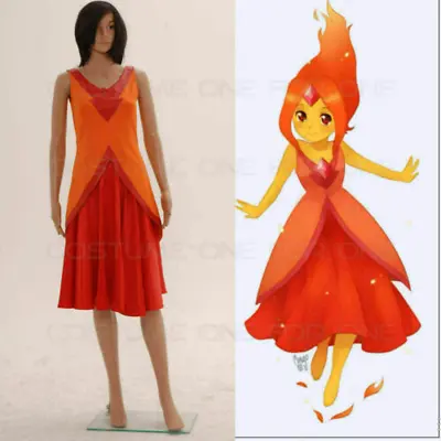 $29.90 • Buy Adventure Time Flame Princess Orange Dress Cosplay Costume Halloween 