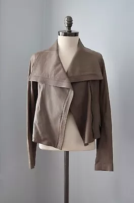 VINCE Medium Taupe Grey Leather Asymmetric Zip Moto Jacket NWT • $125